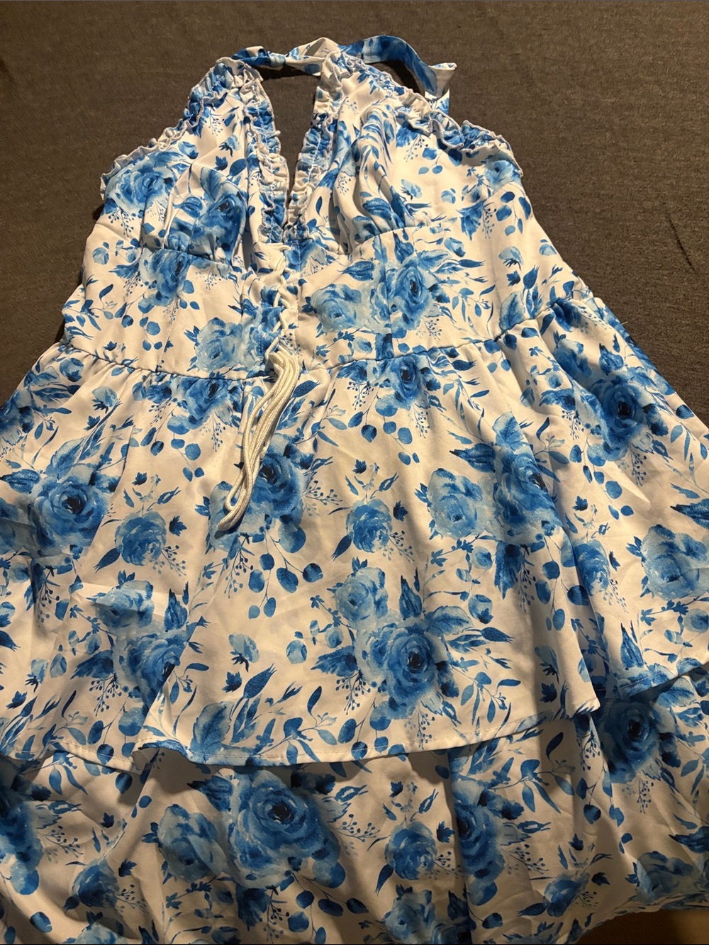 SHEIN White Sundress with Blue Floral Print - Picture 3 of 4